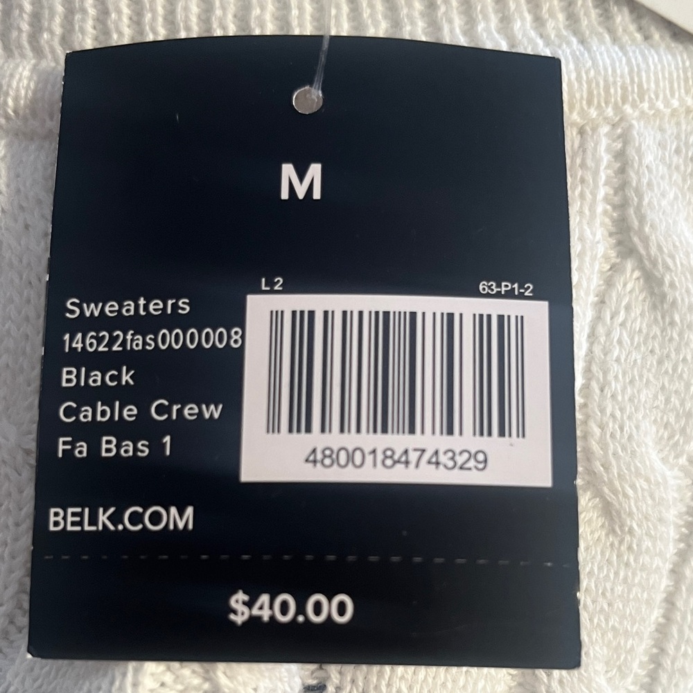 NWT Kim Rogers 100% Cotton Cable Knit Crewneck Sweater Size M - Picture 5 of 5
